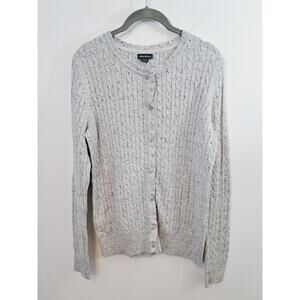Eddie Bauer Women's Gray Speckled Cardigan Sweater In Size Large